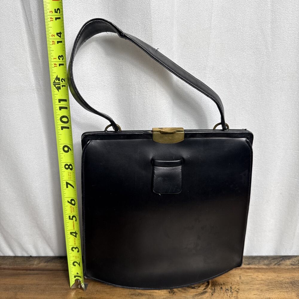 Vintage Dofan Handbag Purse Made In France Black Leather 1960s Shoulder Bag GUC - Picture 10 of 11